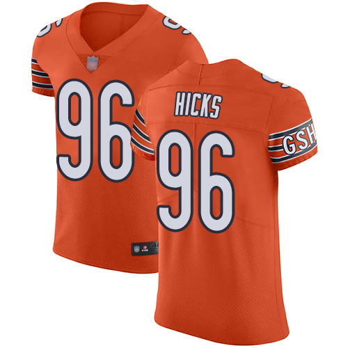 Elite Men's Akiem Hicks Orange Alternate Jersey - #96 Football Chicago Bears Vapor Untouchable