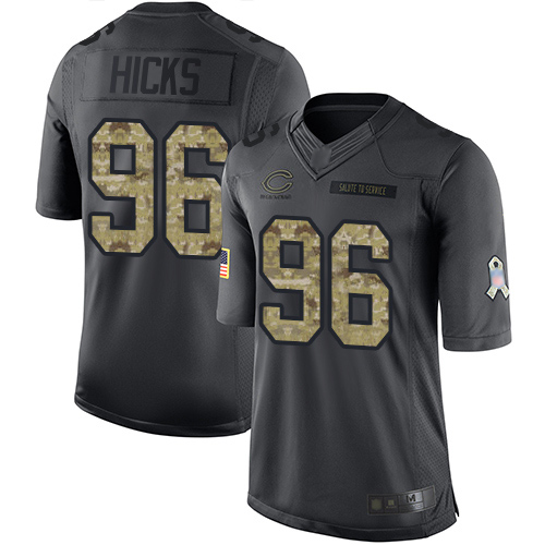 Limited Men's Akiem Hicks Black Jersey - #96 Football Chicago Bears 2016 Salute to Service