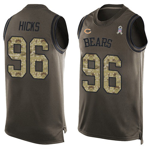 Limited Men's Akiem Hicks Green Jersey - #96 Football Chicago Bears Salute to Service Tank Top