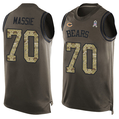Limited Men's Bobby Massie Green Jersey - #70 Football Chicago Bears Salute to Service Tank Top