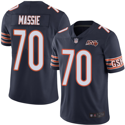 Limited Men's Bobby Massie Navy Blue Home Jersey - #70 Football Chicago Bears 100th Season