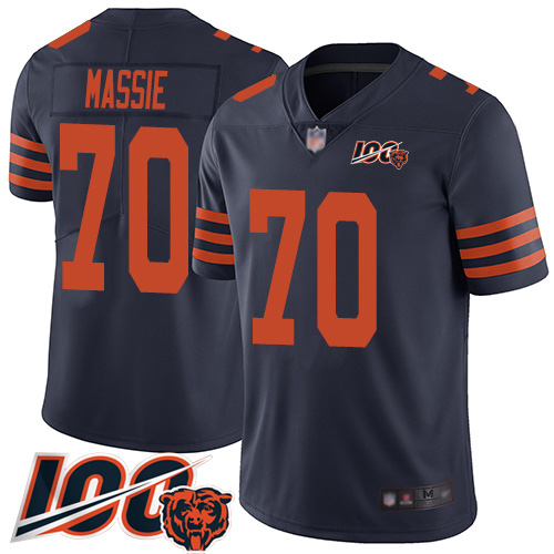 Limited Men's Bobby Massie Navy Blue Jersey - #70 Football Chicago Bears 100th Season Rush Vapor Untouchable