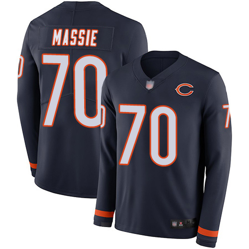 Limited Men's Bobby Massie Navy Blue Jersey - #70 Football Chicago Bears Therma Long Sleeve