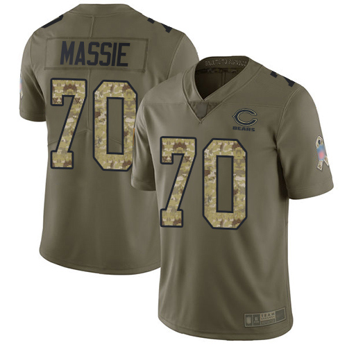 Limited Men's Bobby Massie Olive/Camo Jersey - #70 Football Chicago Bears 2017 Salute to Service