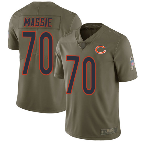 Limited Men's Bobby Massie Olive Jersey - #70 Football Chicago Bears 2017 Salute to Service