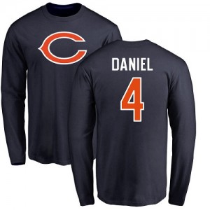 Chase Daniel Navy Blue Name & Number Logo - #4 Football Chicago Bears Long Sleeve T-Shirt