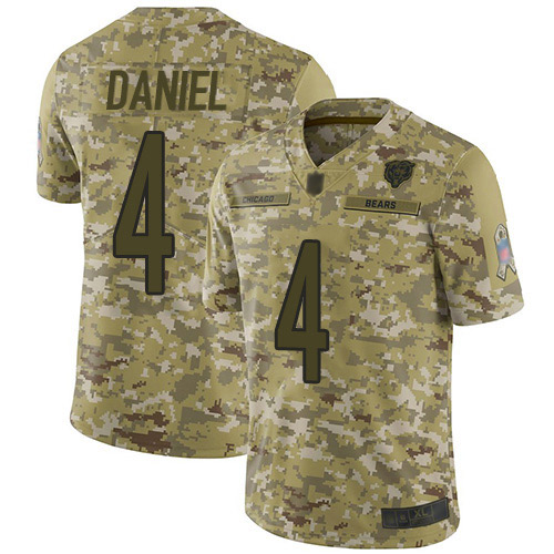 Limited Men's Chase Daniel Camo Jersey - #4 Football Chicago Bears 2018 Salute to Service