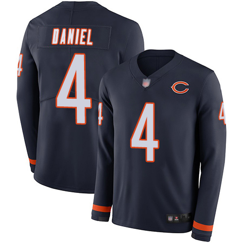 Limited Men's Chase Daniel Navy Blue Jersey - #4 Football Chicago Bears Therma Long Sleeve