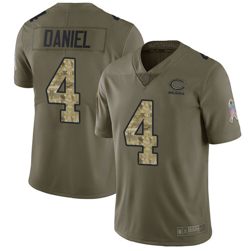 Limited Men's Chase Daniel Olive/Camo Jersey - #4 Football Chicago Bears 2017 Salute to Service