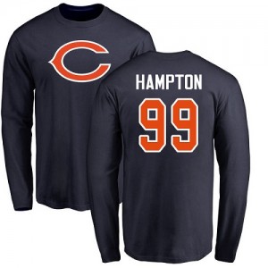 Dan Hampton Navy Blue Name & Number Logo - #99 Football Chicago Bears Long Sleeve T-Shirt