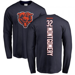 David Montgomery Navy Blue Backer - #32 Football Chicago Bears Long Sleeve T-Shirt