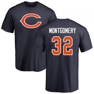 David Montgomery Navy Blue Name & Number Logo - #32 Football Chicago Bears T-Shirt