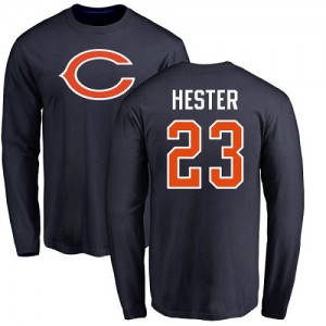 Devin Hester Navy Blue Name & Number Logo - #23 Football Chicago Bears Long Sleeve T-Shirt