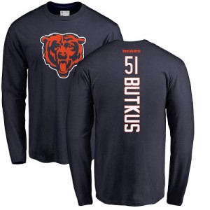Dick Butkus Navy Blue Backer - #51 Football Chicago Bears Long Sleeve T-Shirt