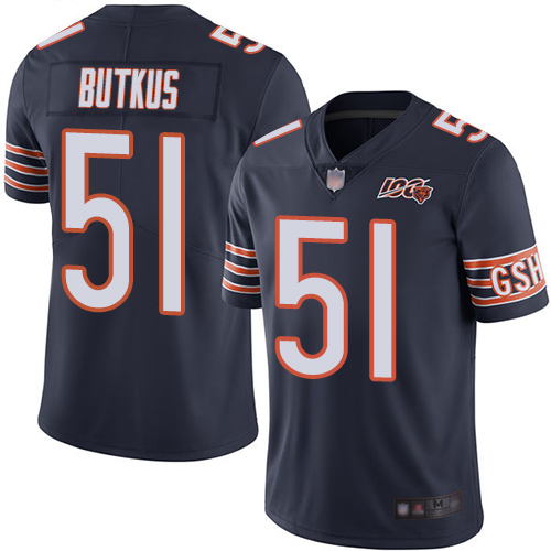 Limited Men's Dick Butkus Navy Blue Home Jersey - #51 Football Chicago Bears 100th Season