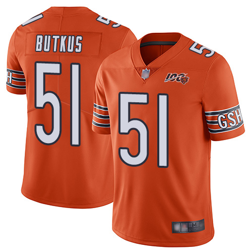 Limited Men's Dick Butkus Orange Alternate Jersey - #51 Football Chicago Bears 100th Season