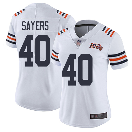 Limited Women's Gale Sayers White Jersey - #40 Football Chicago Bears 100th  Season