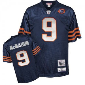 Authentic Men's Jim McMahon Navy Blue Home Jersey - #9 Football Chicago Bears Bear Patch Throwback