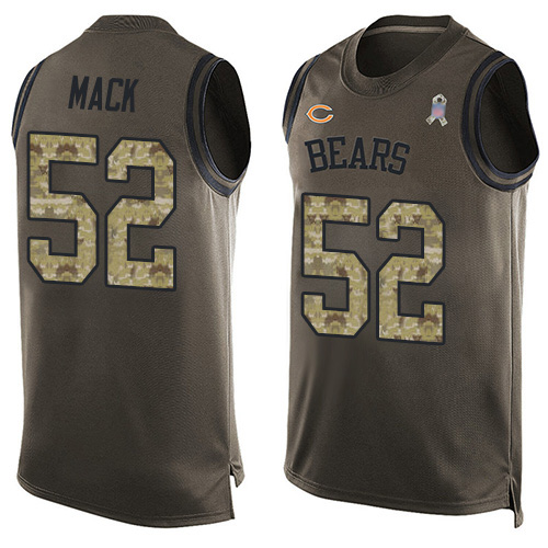 Limited Men's Khalil Mack Green Jersey - #52 Football Chicago Bears Salute  to Service Tank Top
