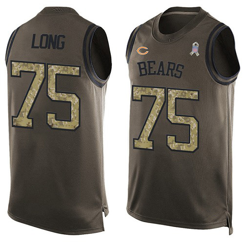 Limited Men's Kyle Long Green Jersey - #75 Football Chicago Bears Salute to  Service Tank Top