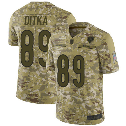 Limited Men's Mike Ditka Camo Jersey - #89 Football Chicago Bears 2018 Salute to Service