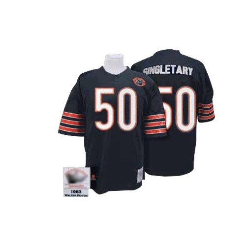 Authentic Men's Mike Singletary Navy Blue Home Jersey - #50 Football Chicago Bears Bear Patch Throwback