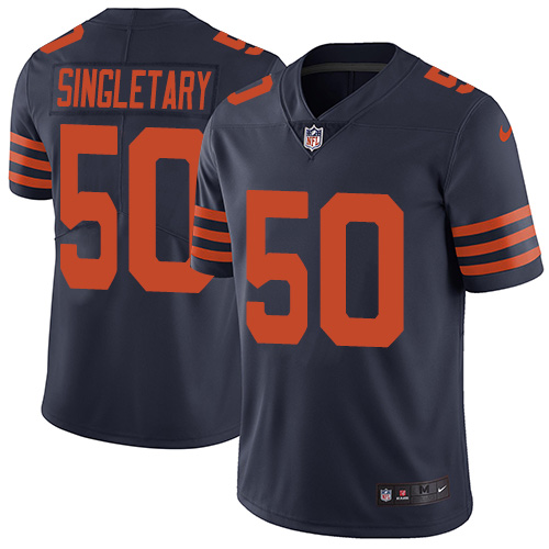 Elite Men's Mike Singletary Navy Blue Jersey - #50 Football Chicago Bears Rush Vapor Untouchable