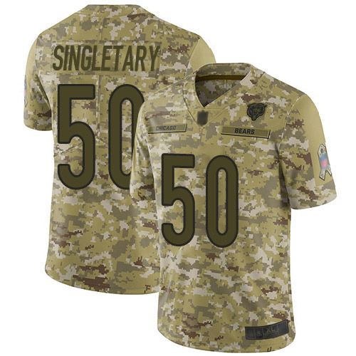 Limited Men's Mike Singletary Camo Jersey - #50 Football Chicago Bears 2018 Salute to Service