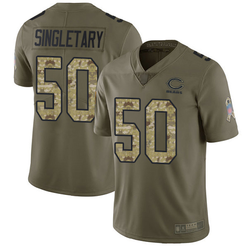 Limited Men's Mike Singletary Olive/Camo Jersey - #50 Football Chicago Bears 2017 Salute to Service