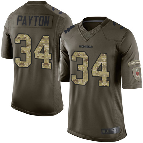 Elite Youth Walter Payton Green Jersey - #34 Football Chicago Bears Salute  to Service